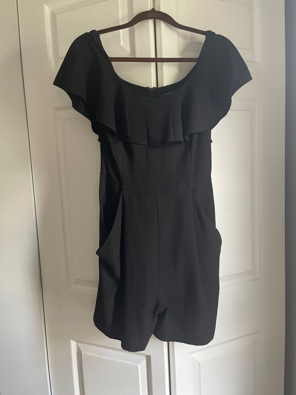 French Connection Black Ruffle Romper Size 2 | Elegant Dress Look